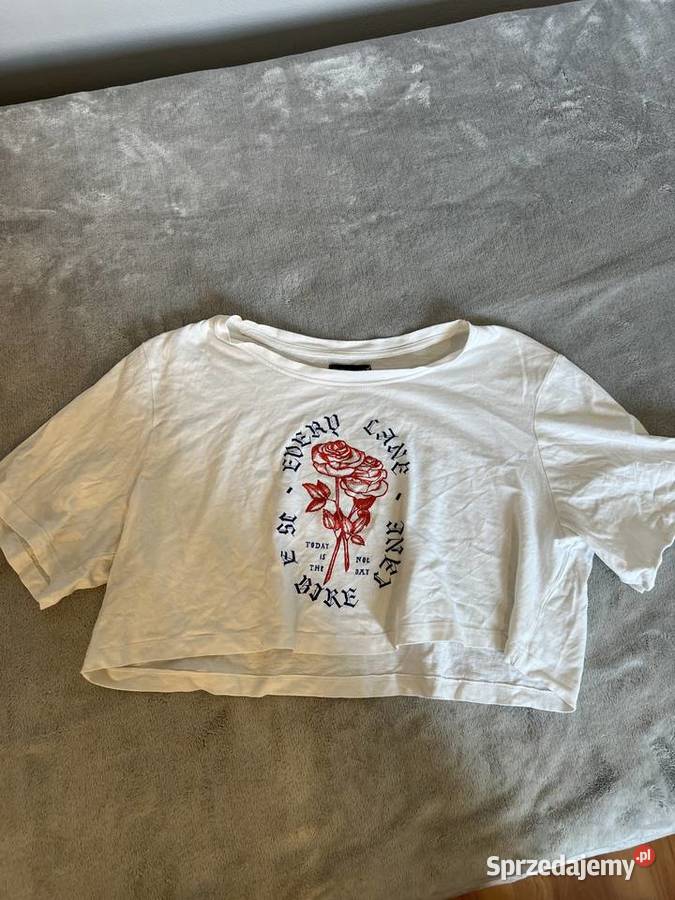 Tshirt crop top biały biały Jasło