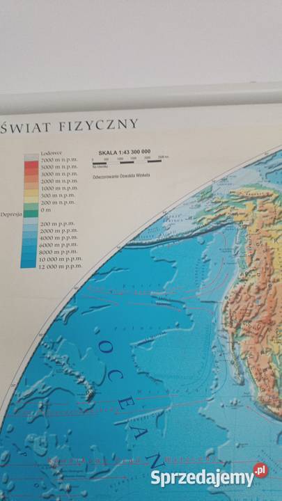 Sprzedam mapę świata geograficzną 140x100 kujawsko-pomorskie Włocławek sprzedam