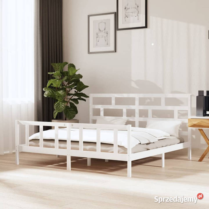 Rama łóżka biała lite drewno sosnowe 200 x 200 Warszawa
