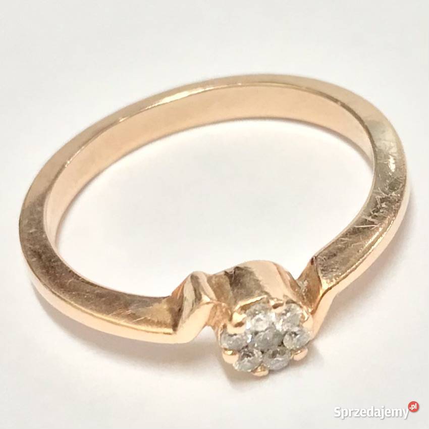 Złoty pierścionek 14K różowe złoto 585 diamenty Warszawa