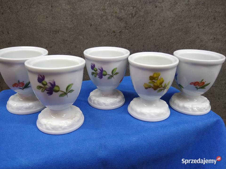 Kieliszki jajka Rosenthal Biała Sommerstrauss Porcelana i szkło wielkopolskie Kalisz