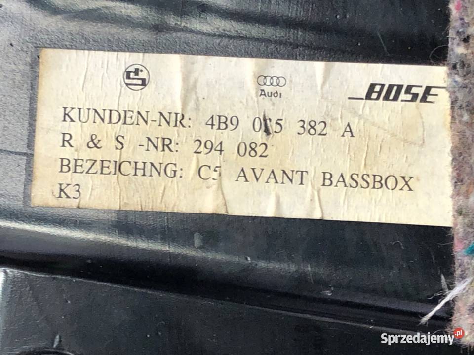 SUBWOOFER AUDI A6 C5 4B9035382A Kombi 0005 osobowe podkarpackie