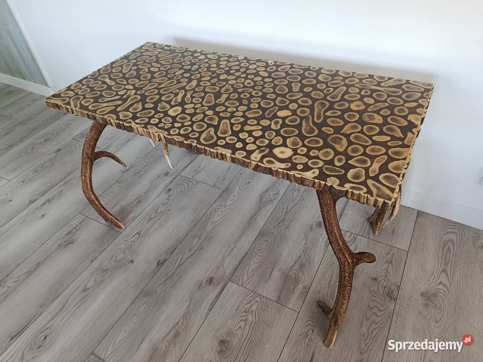 Duży Stół Myśliwski z Poroża Jelenia Brodnica