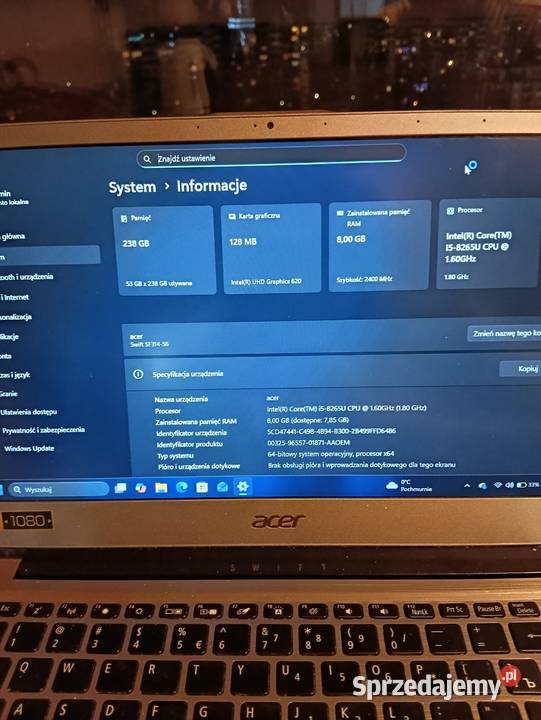 Ultrabook Laptop Acer Swift 3 SF 31456 szybki 8GB Łódź sprzedam