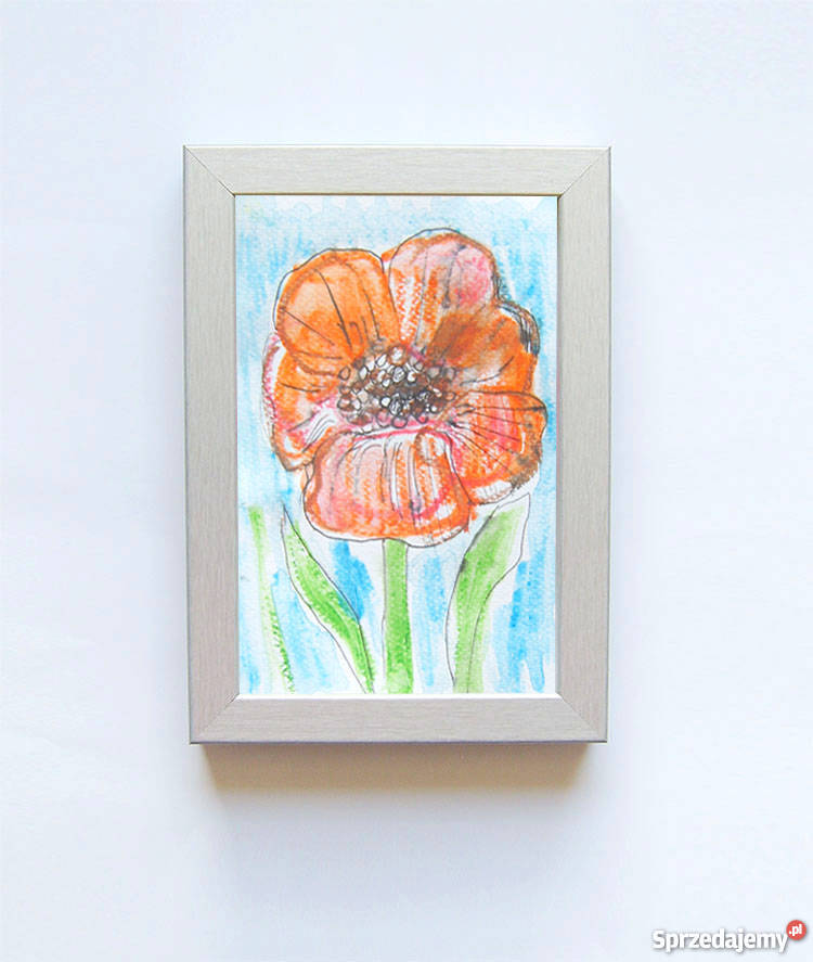 mak obraz malowany ręcznie mała akwarelka z Katowice