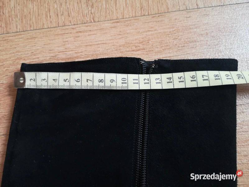 Zamszowe kozaki Minelli prawie kolano na szpilce czarny Białystok sprzedam