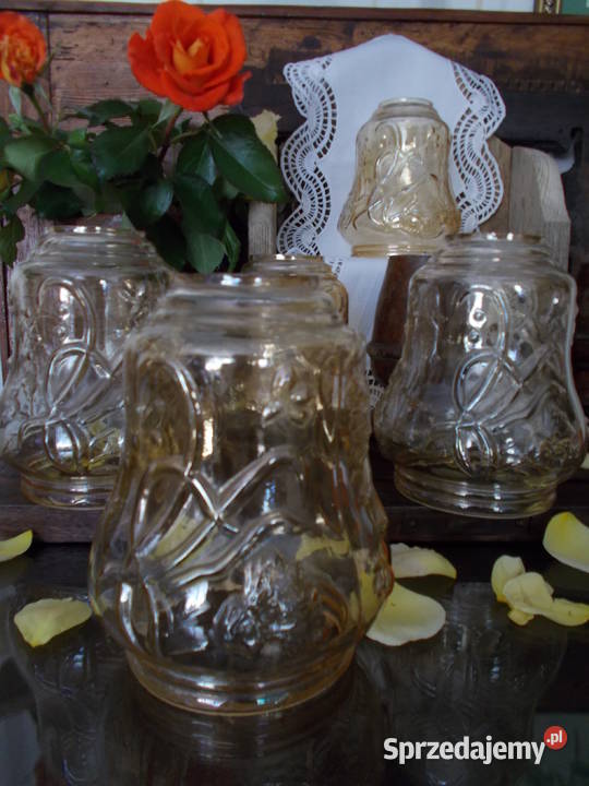 Bursztynowy Klosz PRL Zestaw5 Kwiatowe Zdobien Szczecin