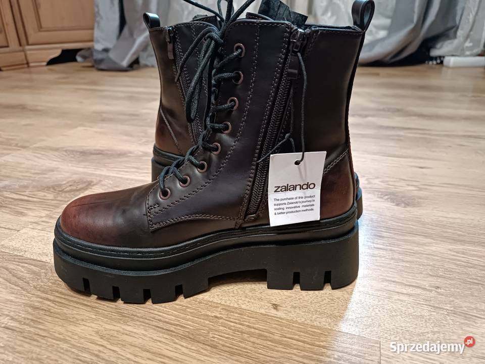 botki evenodd bordeaux 37 gruba podeszwa nowe z skóra Kozaki śląskie Katowice
