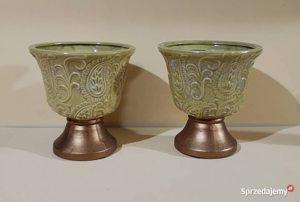 Doniczki osłonki szkliwione Wyjątkowy kształt małopolskie Tarnów