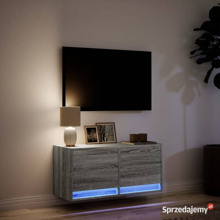 Ścienna szafka TV z LED szary dąb sonoma Warszawa