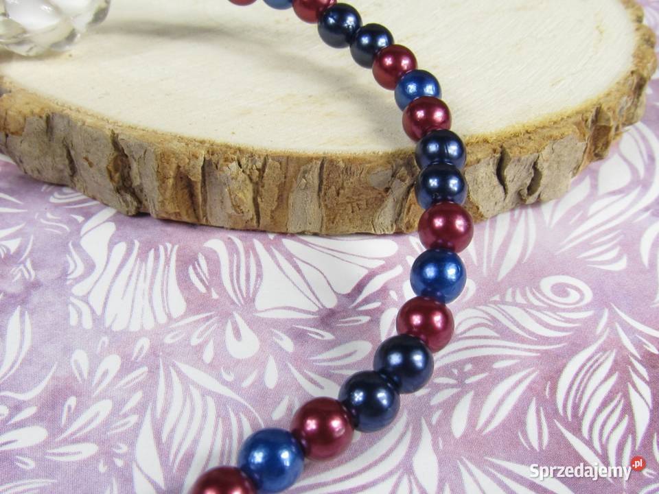 Naszyjnik biały fioletowy granatowy niebieski Naszyjniki Katowice sprzedam