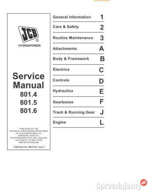 JCB 8014 8015 8016 instrukcja napraw wysyłka