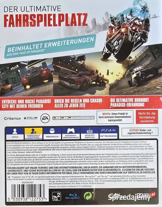 BURNOUT PARADISE REMASTERED PLAYSTATION 4 4 5 małopolskie Kraków