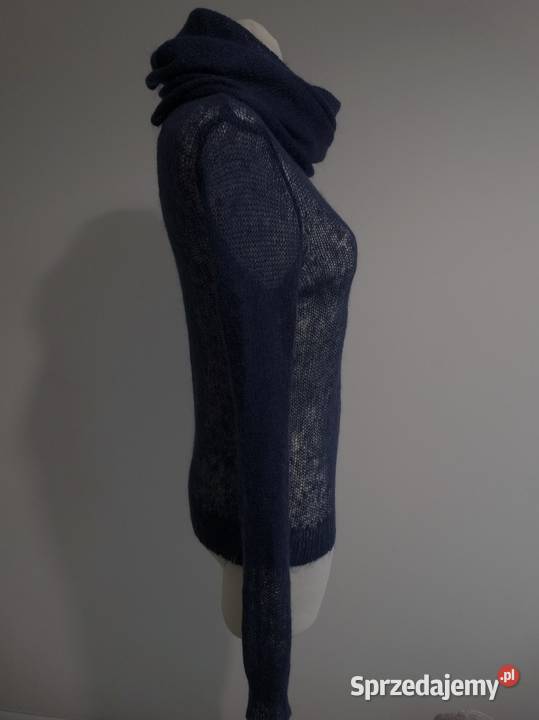 Sweter z Golfem Moherowy 50 Moher Mgiełka niebieski Łomża