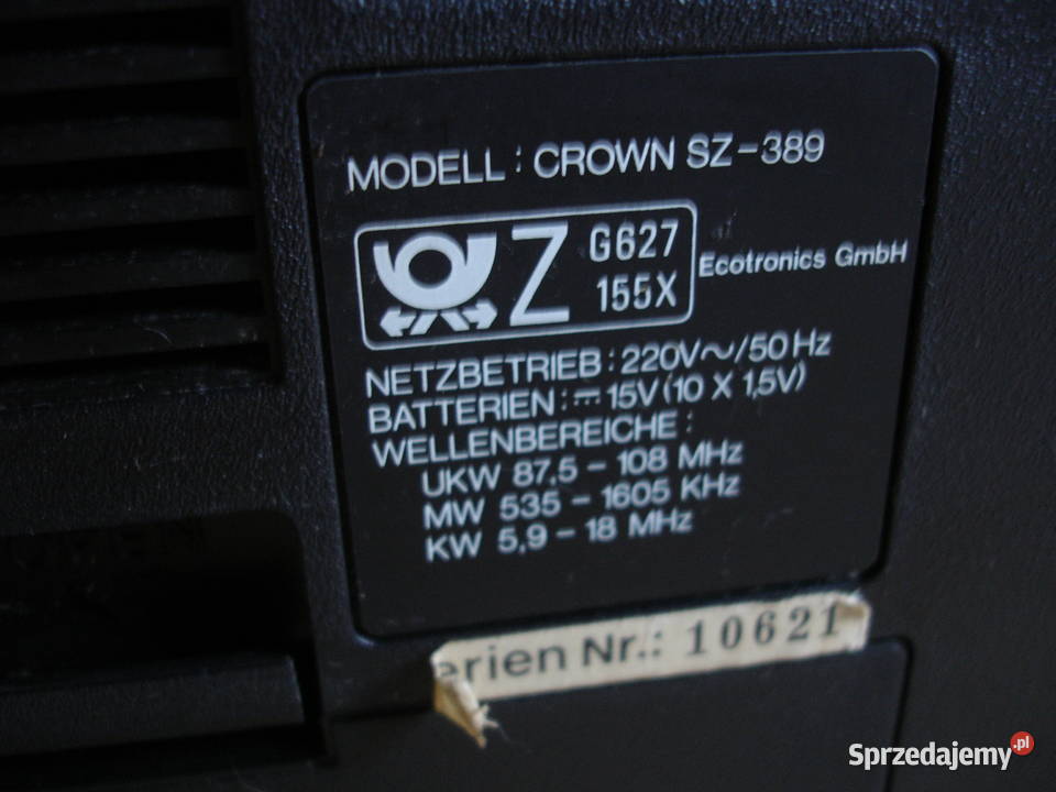 Radiomagnetofon CROWN SZ389 lubuskie