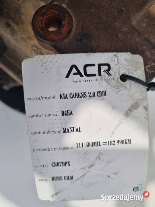 SKRZYNIA BIEGÓW Kia Carens III 20 CRDI manualna lubelskie