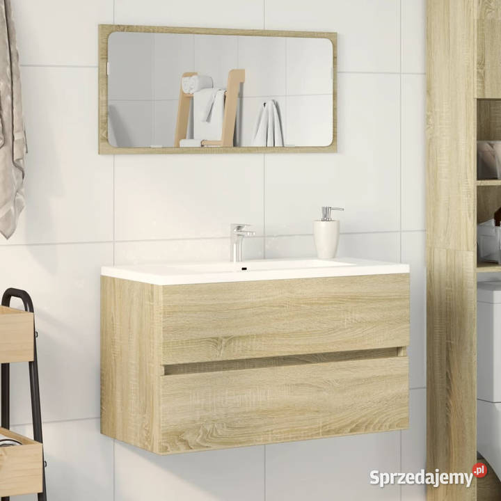 Szafka łazienkowa z lustrem dąb sonoma 80x385x45