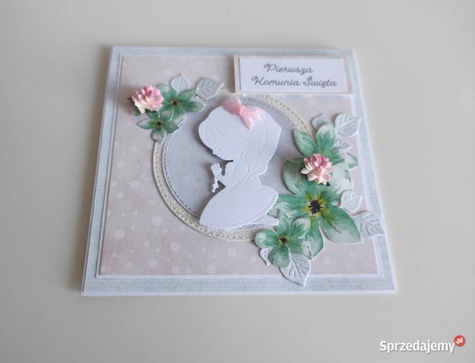 Kartka ręcznie robiona na Komunię Świętą z Łódź
