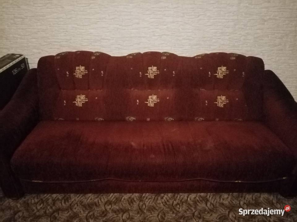 Kanapa tapczan bordo tkanina Wągrowiec