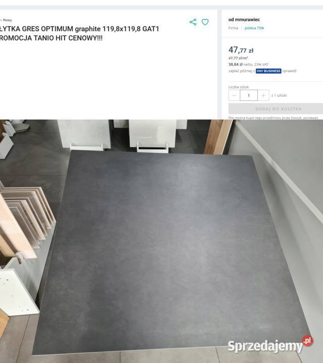 PŁYTKA GRES OPTIMUM graphite 1198x1198 GAT1 Opoczno