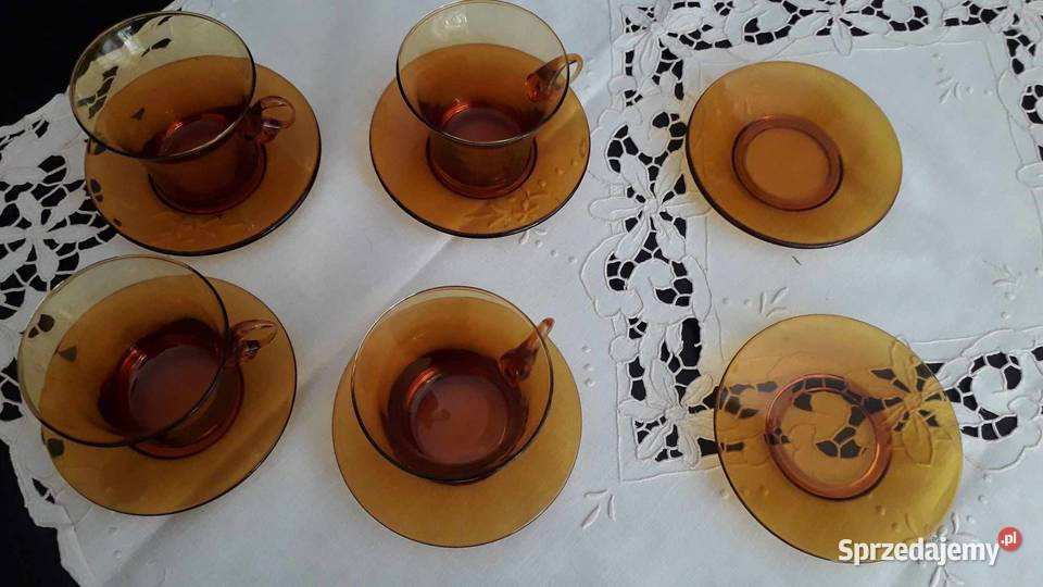 Komplet ze szkła miodowego Huta Szkła Laura Lubin