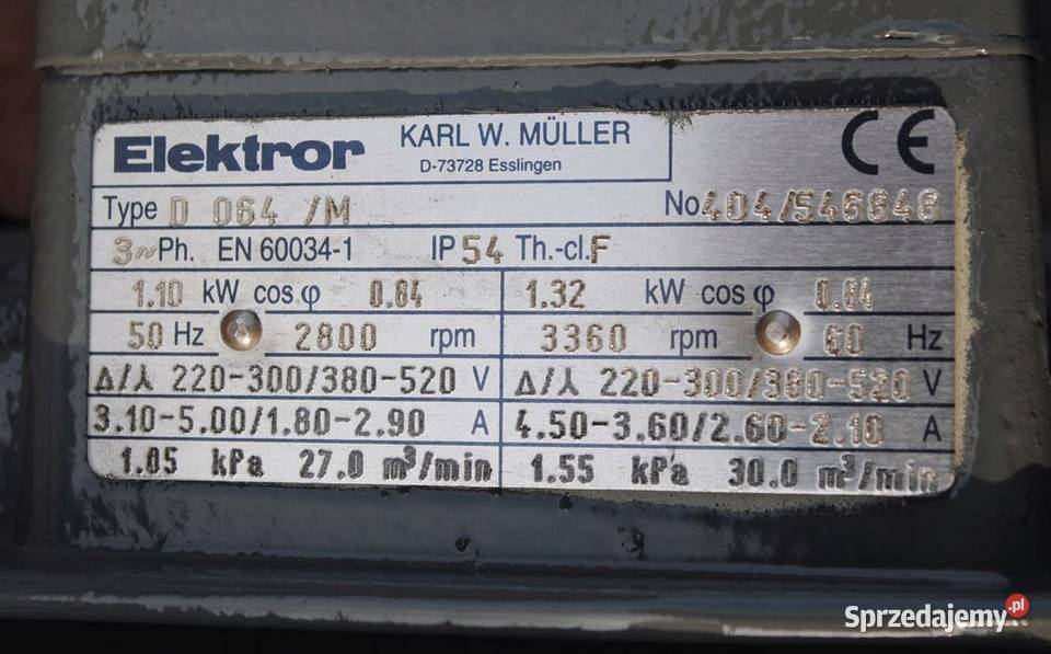 Wentylator turbinowy nadmuchowy 11kw 2800obrmin Kargowa