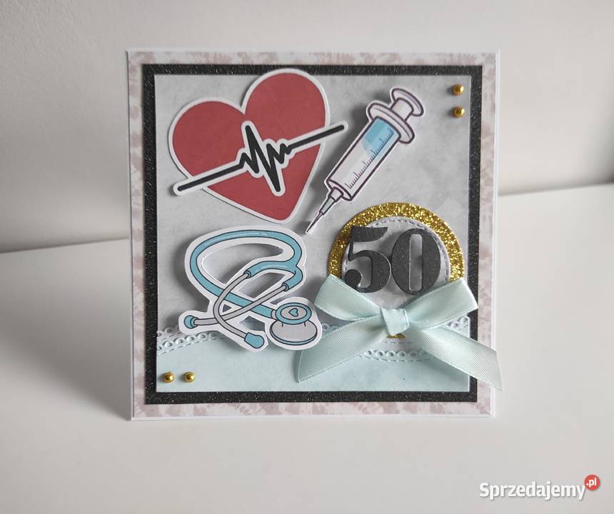 Kartka ręcznie robiona na urodziny medyczna łódzkie Łódź