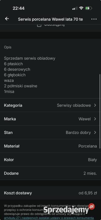 Serwis obiadowy 6 osob biały Serwisy