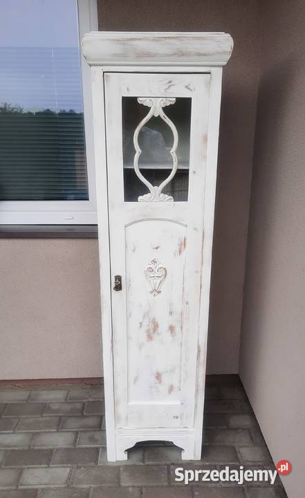 Stary międzywojenny słupek szafka shabby biały Tczew