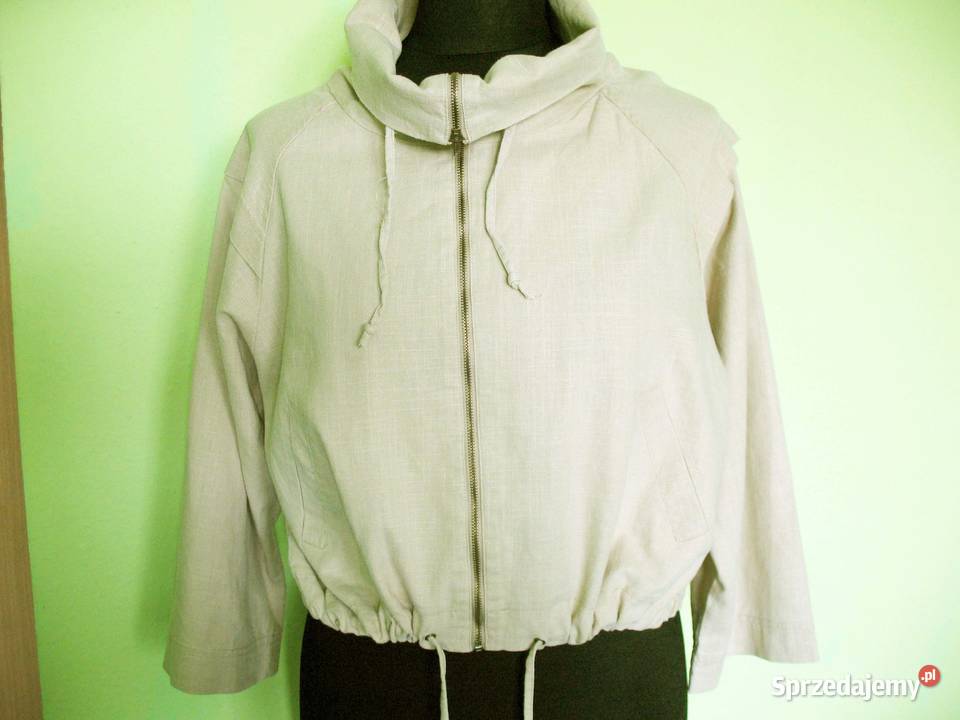 Bluza oversize Len krótka 38 M biust do 116 Miss Kurtki i płaszcze Siedlce