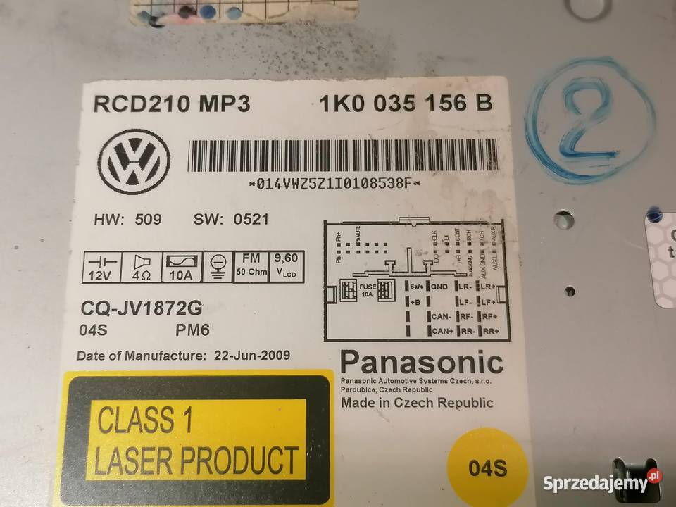 radio CD MP3 Panasonic typ 156C156B VWopis łódzkie Piotrków Trybunalski sprzedam
