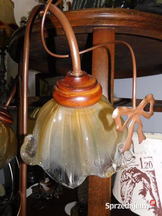 Lampa szkło drewno i metal Oleśnica
