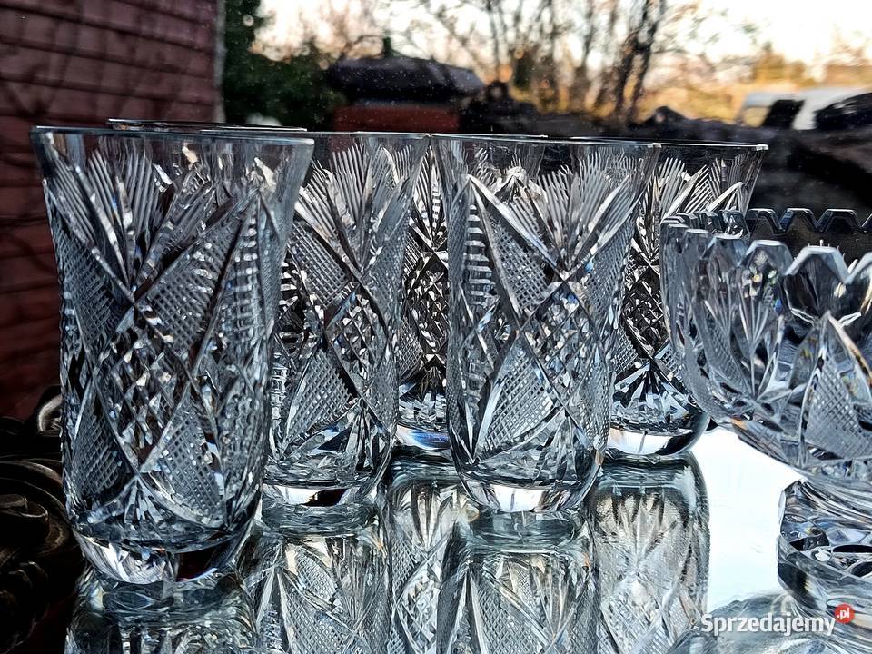 Zestaw kryształowy szklanki 6 sztuk miska Antyki Klenica