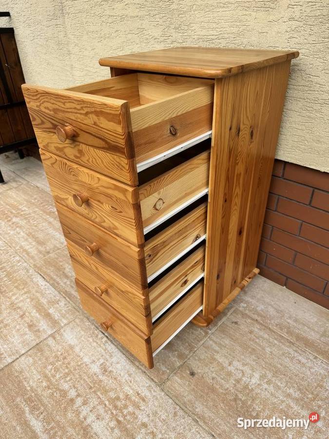 Szafka z szufladami słupek drewniana sosnowa Sulbiny