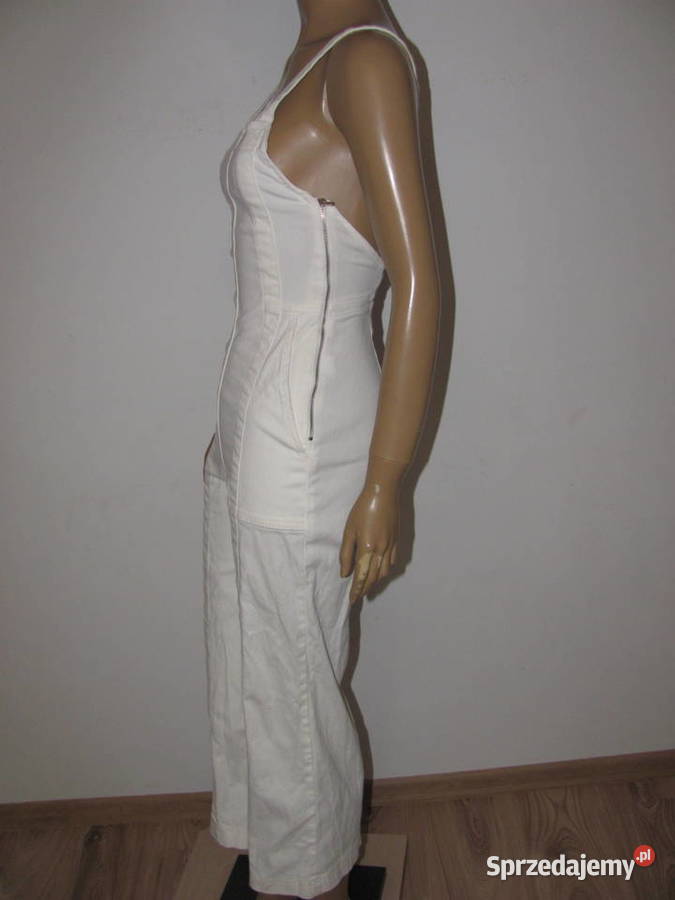 Kombinezon bez rękawów dzwony kremowe spodnie Bez wzoru lubelskie Zamość