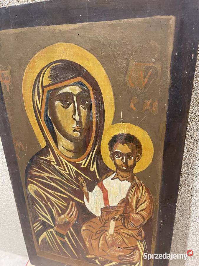 Ikona pisana na desce PRL unikat łódzkie Łódź