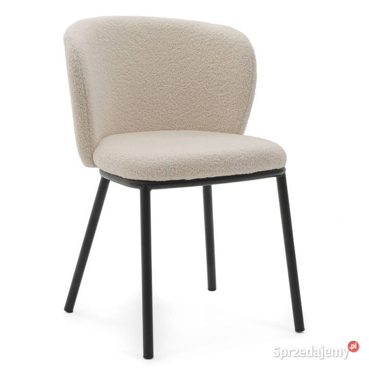 Krzesło Tapicerowane Bari Jasnobeżowe Boucle Tarchały Małe