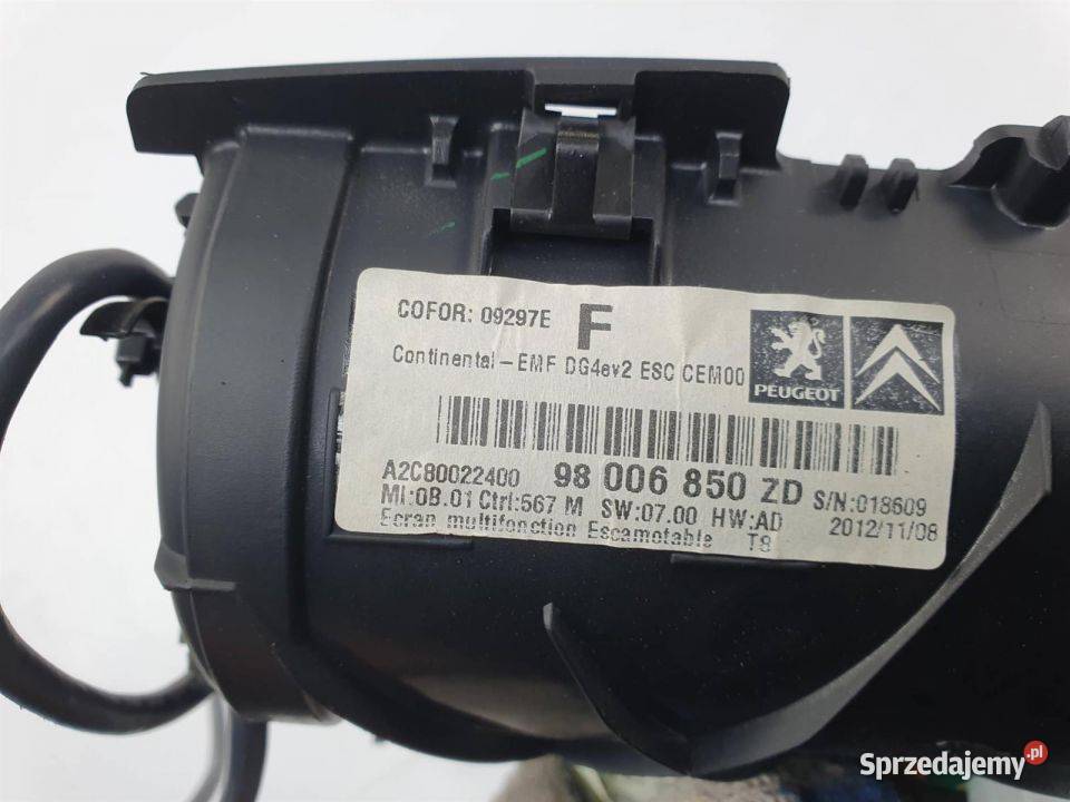 WYŚWIETLACZ PANEL PEUGEOT 5008 98006850ZD Lipno