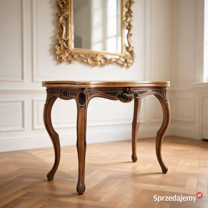 ORZECHOWA KONSOLA STOLIK do GIER KARCIAK styl 75cm Dom i Ogród Kalisz