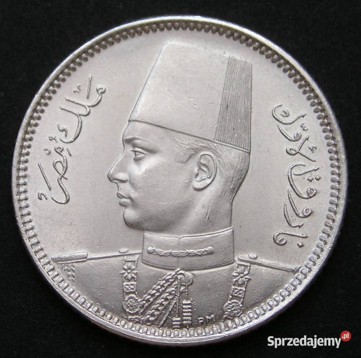 EGIPT 2 PIASTRY 1937 KRÓL FARUK SREBRO STAN 12 sprzedam