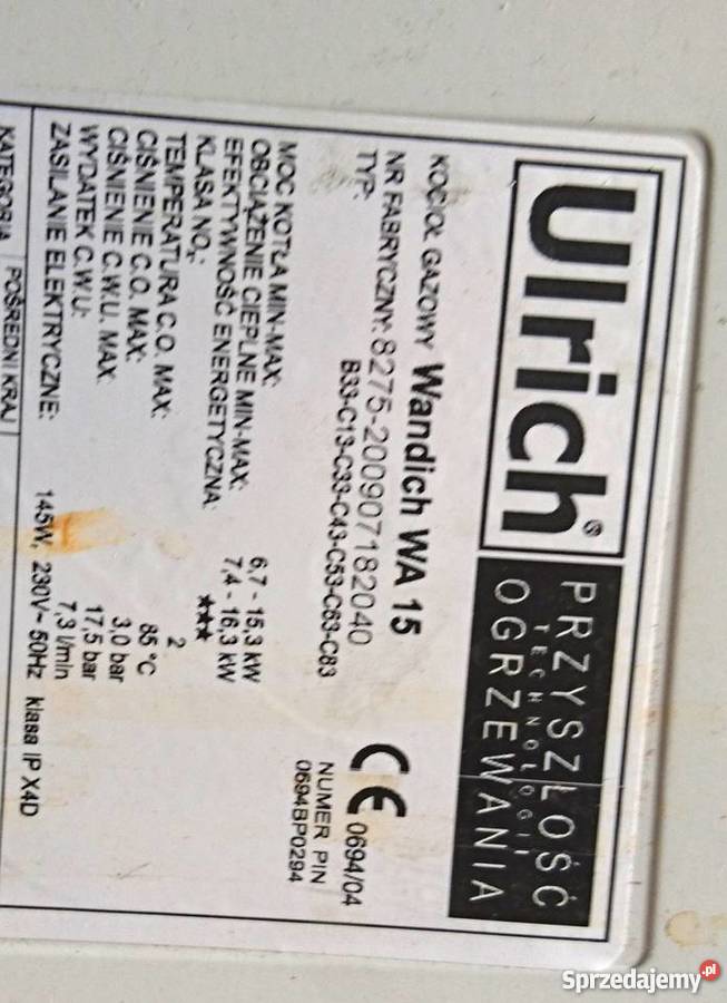 PIEC GAZOWY URLICH WANDLICH FUTURA Warszawa