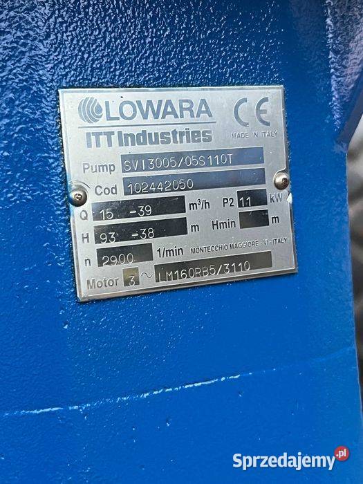 Pompa LOWARA SVI3005 11KW 152 39M3h H 9339m NOWA Tuliszków