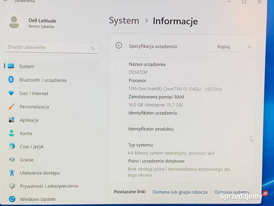 Dell Latitude 5340 i51345U 16GHz 16512GB SSD Liczba rdzeni 6 mazowieckie Warszawa