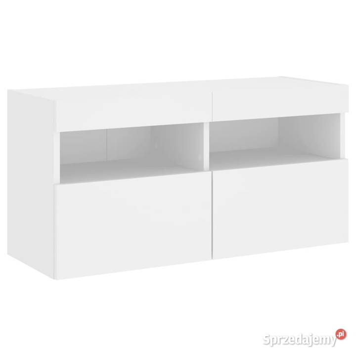 Ścienna szafka TV z LED biała 80x30x40 WM837197