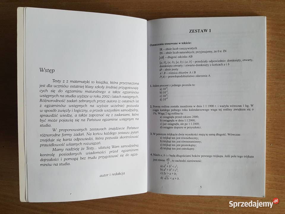 MATEMATYKA testy egzaminacyjne egzamin wstępny matematyka Kultura i Rozrywka Złotniki