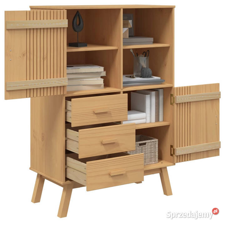Szafka OLDEN brązowa 85x43x125 lite drewno