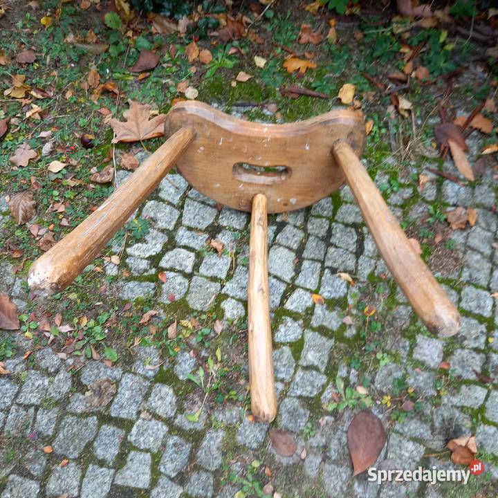 Zabytkowy drewniany stołek rustykalny Warszawa sprzedam