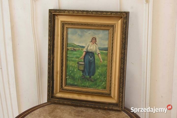 Józef Chełmoński Pejzaż Polskiej Wsi Kobieta z małopolskie