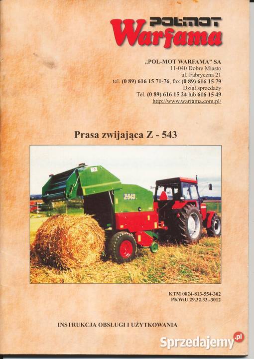 Warfama Z543 instrukcja obsługi katalog części Kielce