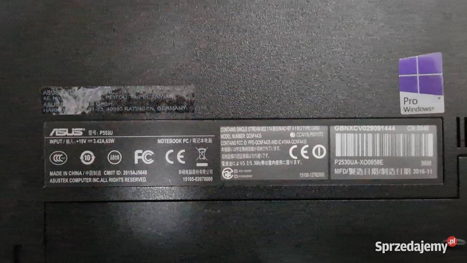 Laptop Asus P553ua i36100U 8GB RAM ssd 224GB Win Zielona Góra